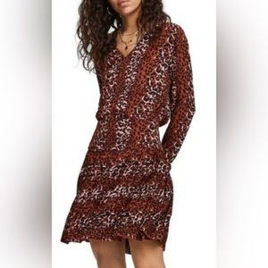 Scotch & Soda Long Sleeve Leopard Mini Dress Size Small